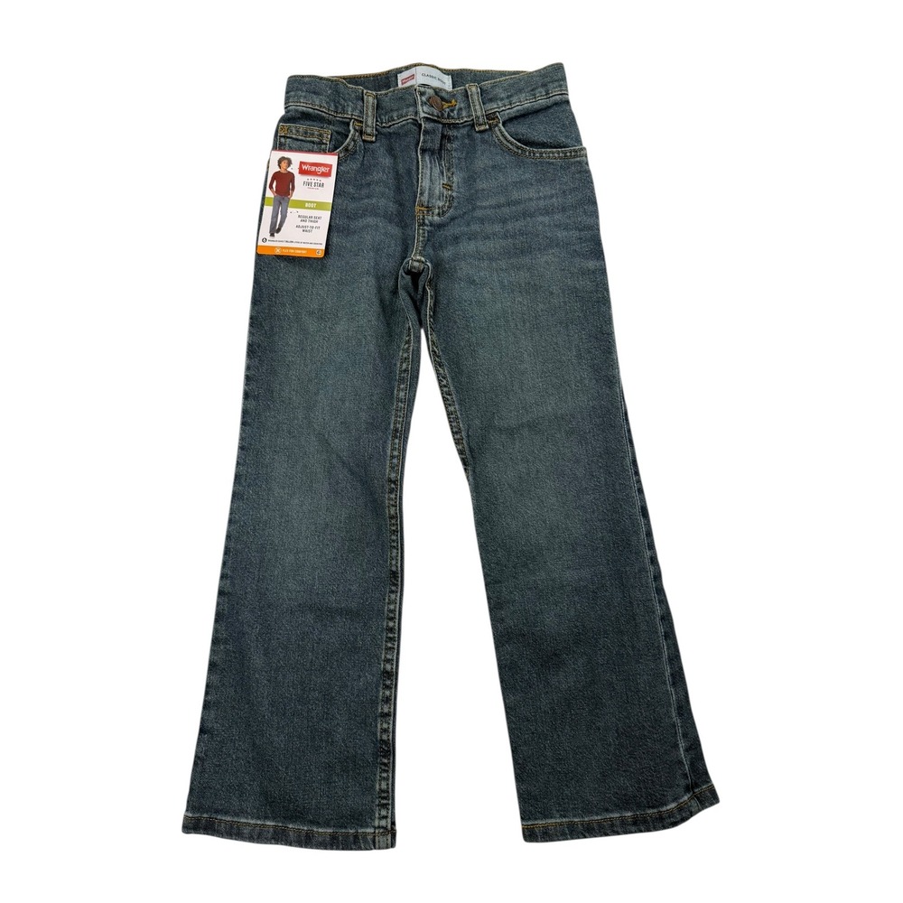 Boys Wrangler Classic Boot Fit Jeans Kids 8 Slim Dark Wash Adjustable Waist NWT‎